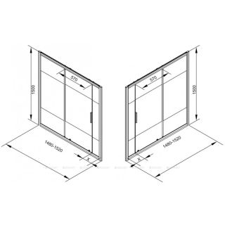 Шторка на ванну с боковым стеклом Aquanet Practic AE10-B-150H150U-CP + AE10-F-80H150U-CP 254247 150x80 см прозрачное стекло/шелкография профиль хром